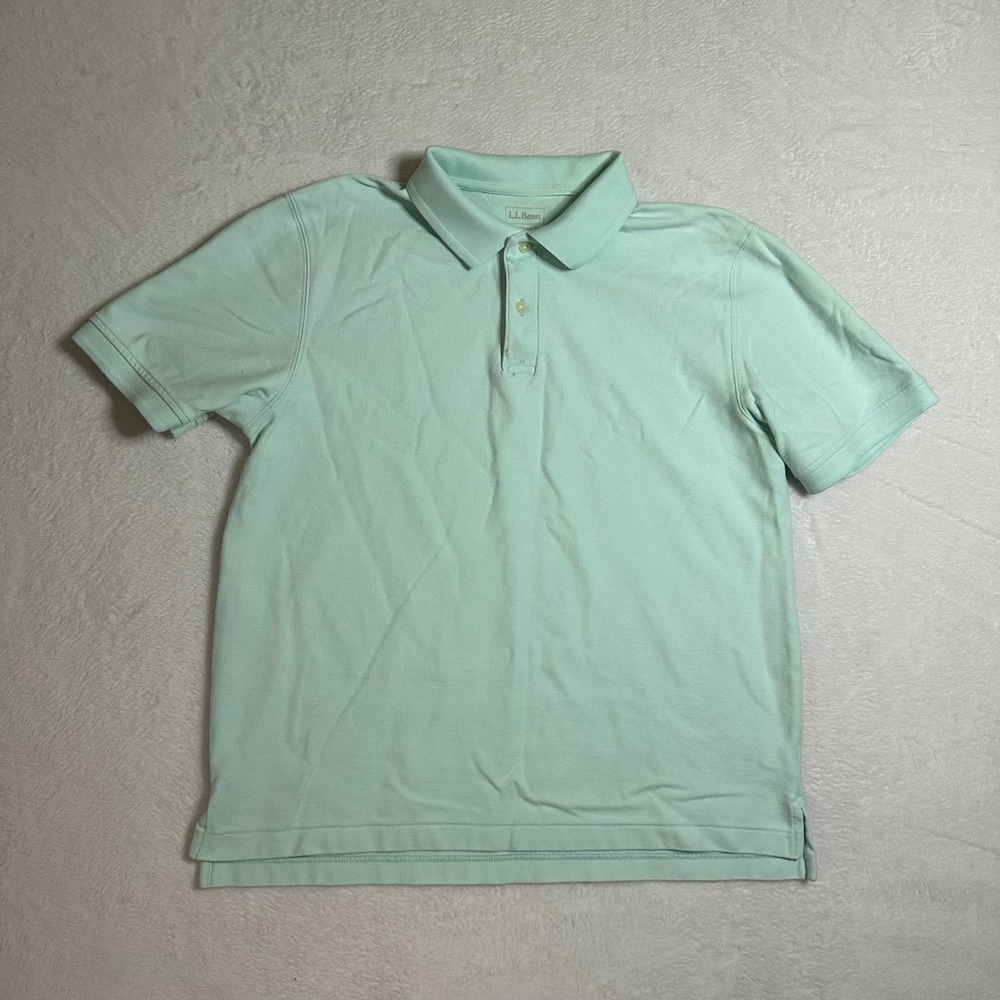 L.L. Bean Men's Polo Shirt Pale Blue Pima Cotton Short Sleeve S Coastal Casual